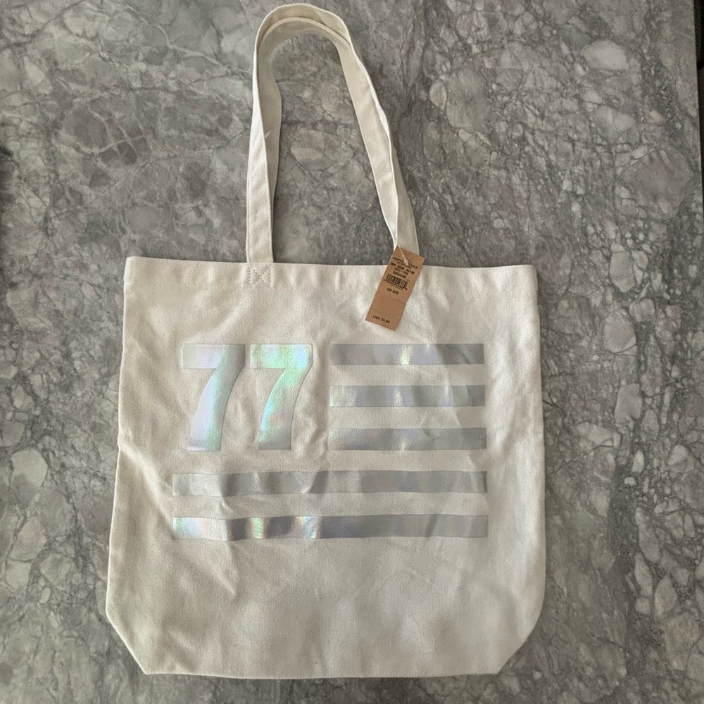White Tote Bag with Silver Accents